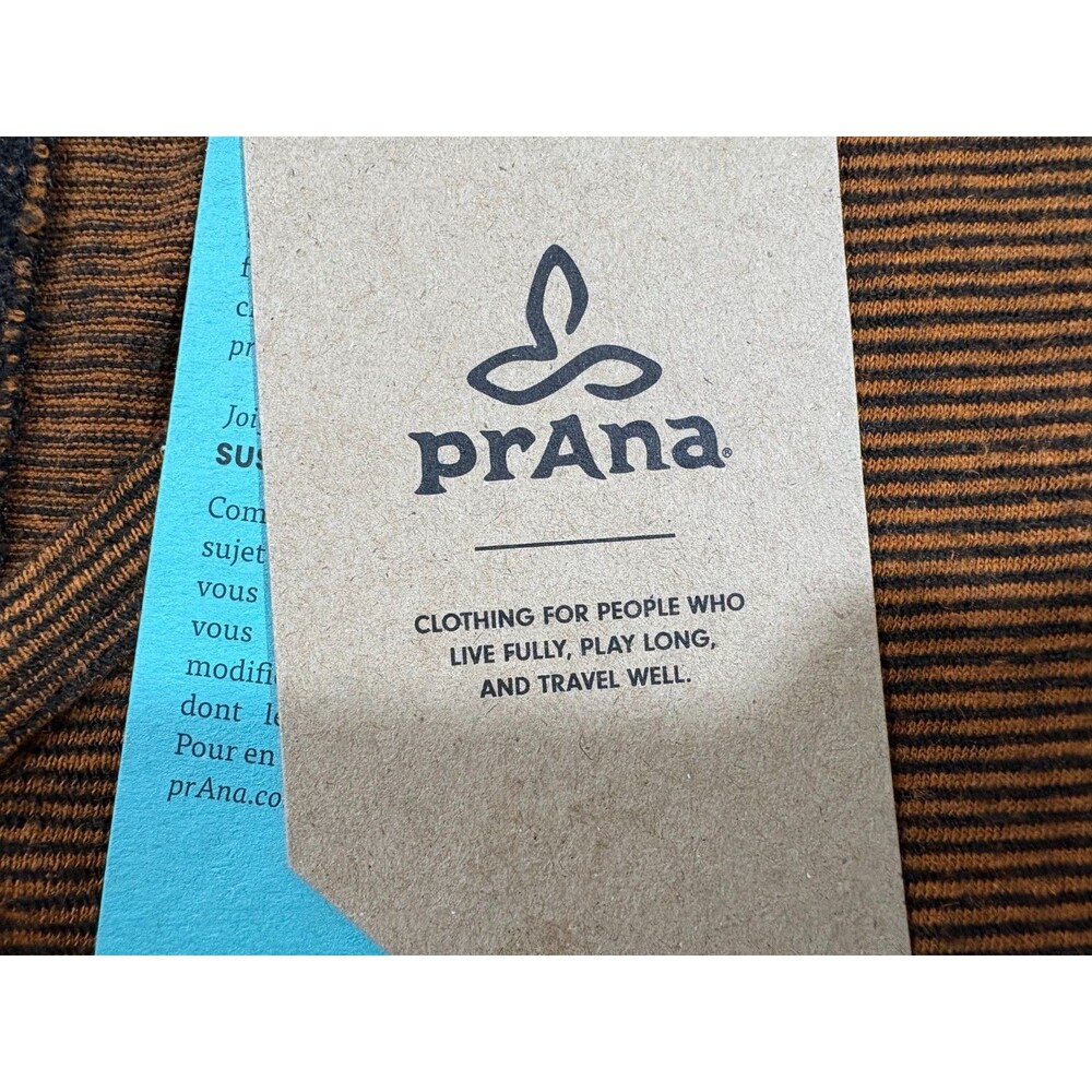 Prana Patty Womens Henley Tank Adobe Brown Stripes Hemp Organic Cotton Sz M NEW - Picture 6 of 12